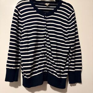 J. Crew Navy and White Striped Cardigan